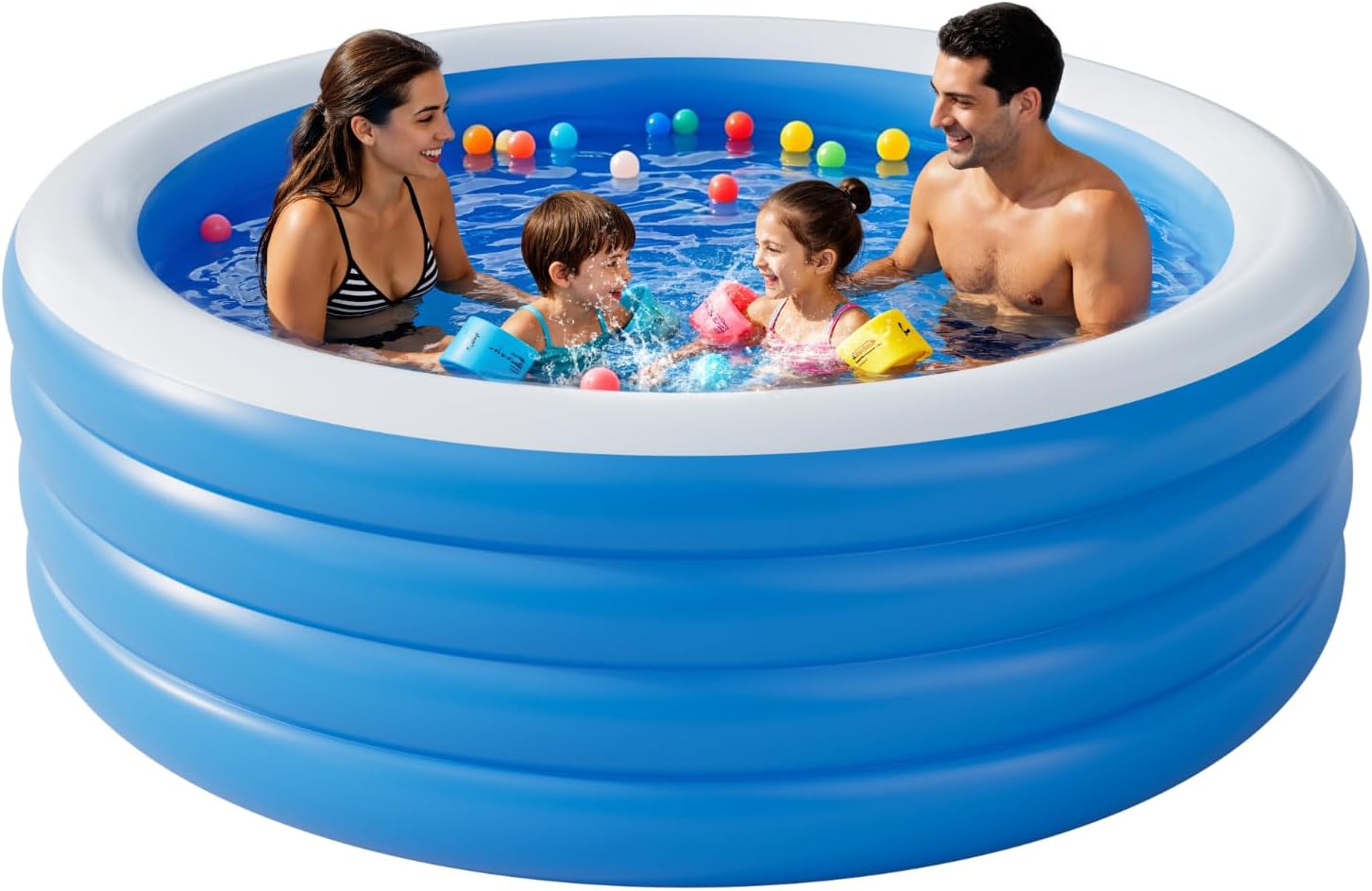 Swimlyra 71" Round Inflatable Family Pool, 30" Deep Adult Swimming Pool
