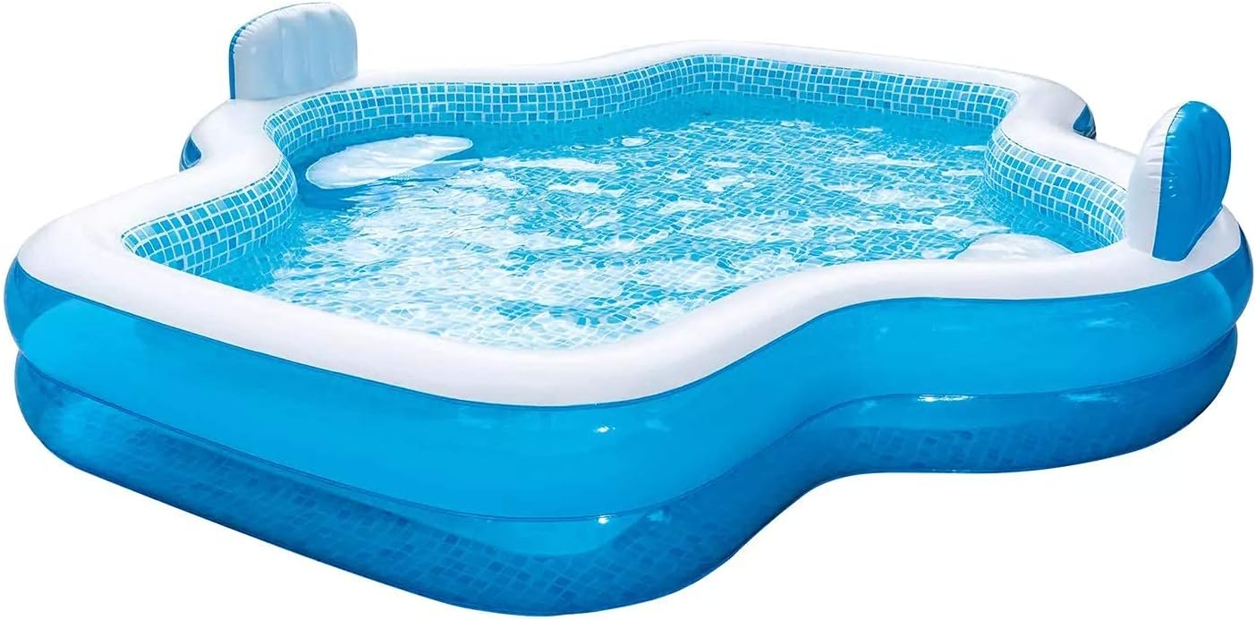 Swimlyra 10ft Family Inflatable Pool with 2 Built-In Seats and Backrests