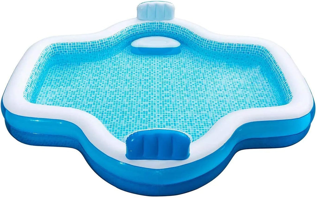 Swimlyra 10ft Family Inflatable Pool with 2 Built-In Seats and Backrests