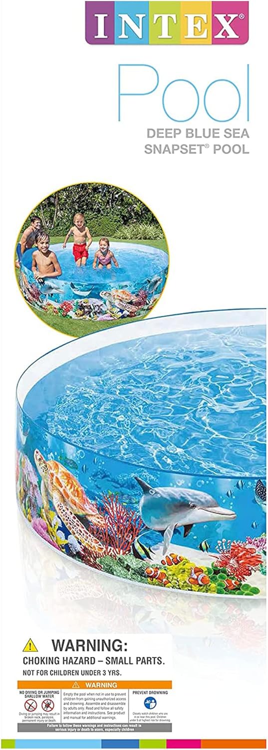 Swimlyra 8ft Round Snap-Set Kiddie Pool, 18-Inch Deep Above Ground Pool for Ages 3+, Blue
