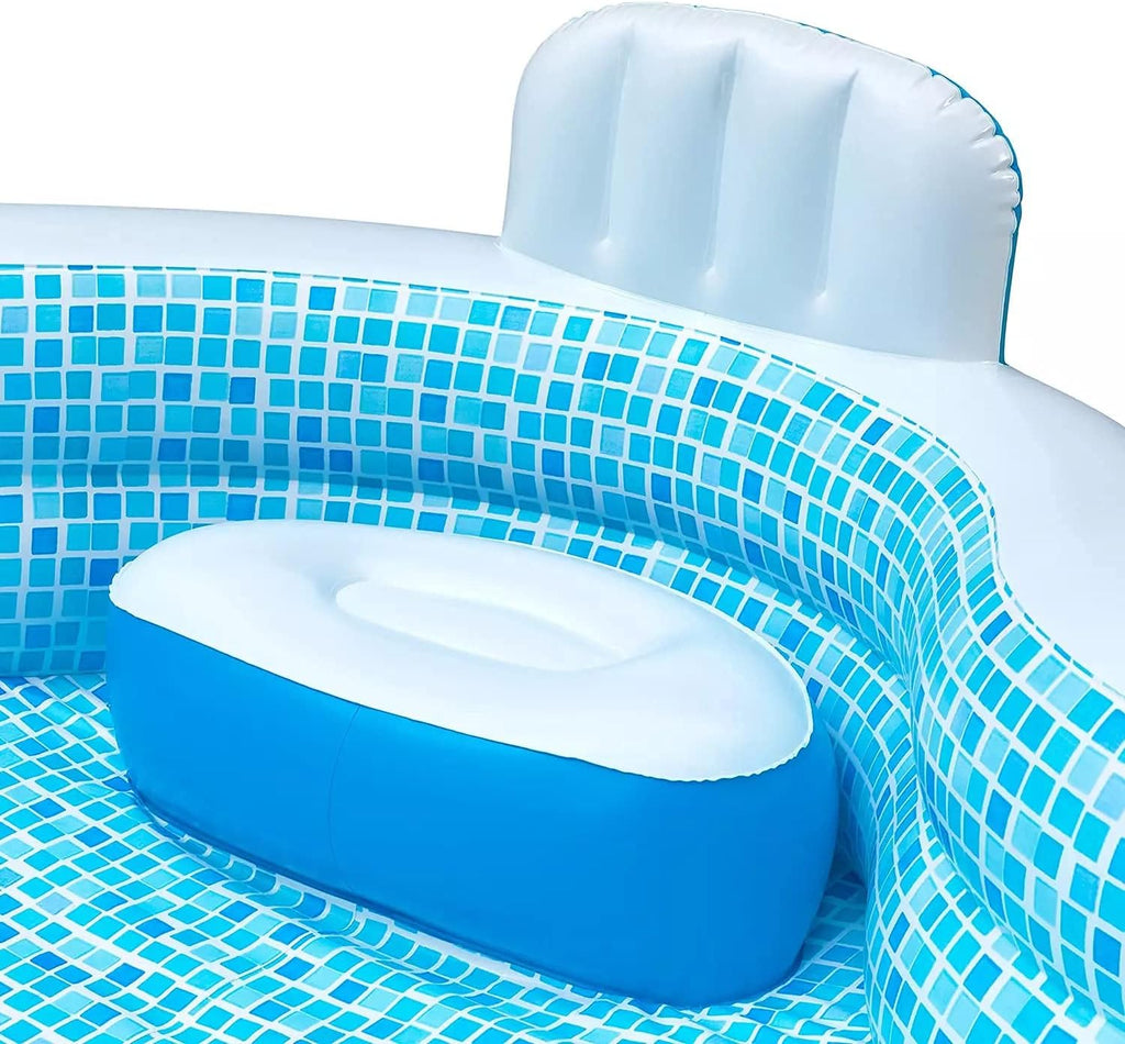 Swimlyra 10ft Family Inflatable Pool with 2 Built-In Seats and Backrests