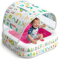 Swimlyra Baby Inflatable Pool with Detachable Sun Canopy, Padded Bottom, 35" Kiddie Pool & Ball Pit for Toddlers 1–3, Blue