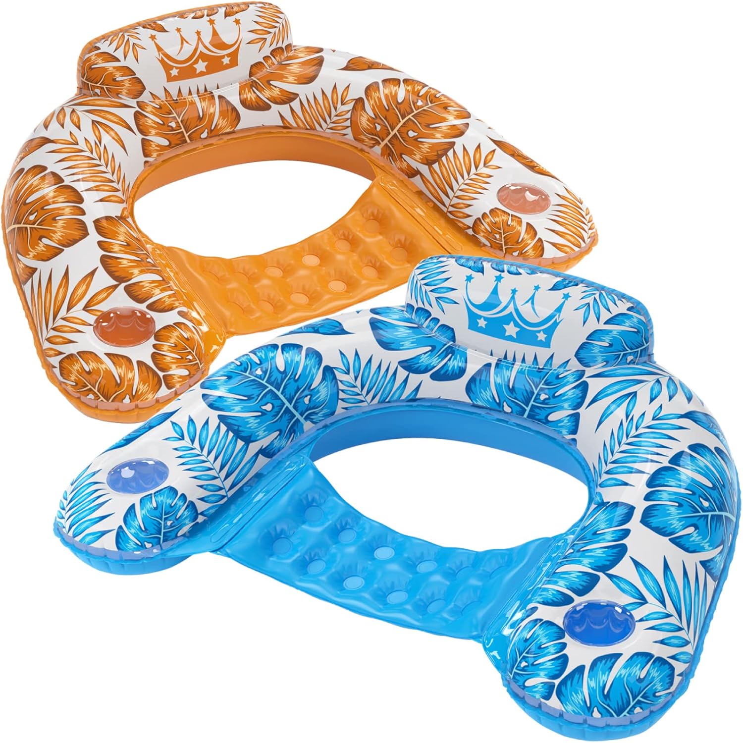 Swimlyra Inflatable Pool Float Chair 2-Pack with Cup Holders, Adult Floating Lounge for Pool, Large