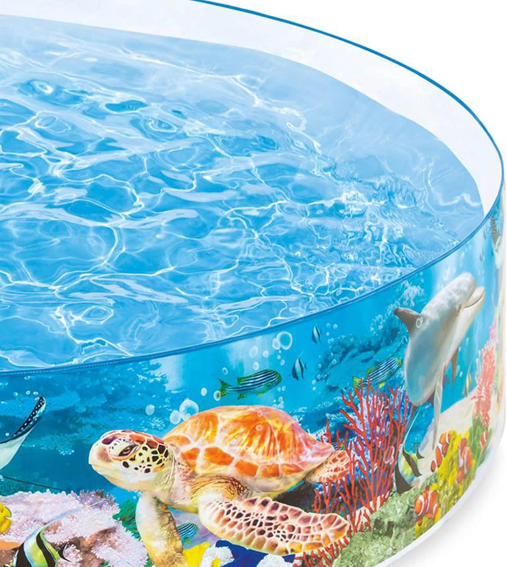 Swimlyra 8ft Round Snap-Set Kiddie Pool, 18-Inch Deep Above Ground Pool for Ages 3+, Blue