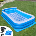 Swimlyra 10ft x 6ft Inflatable Family Pool with Electric Pump and Ground Tarp