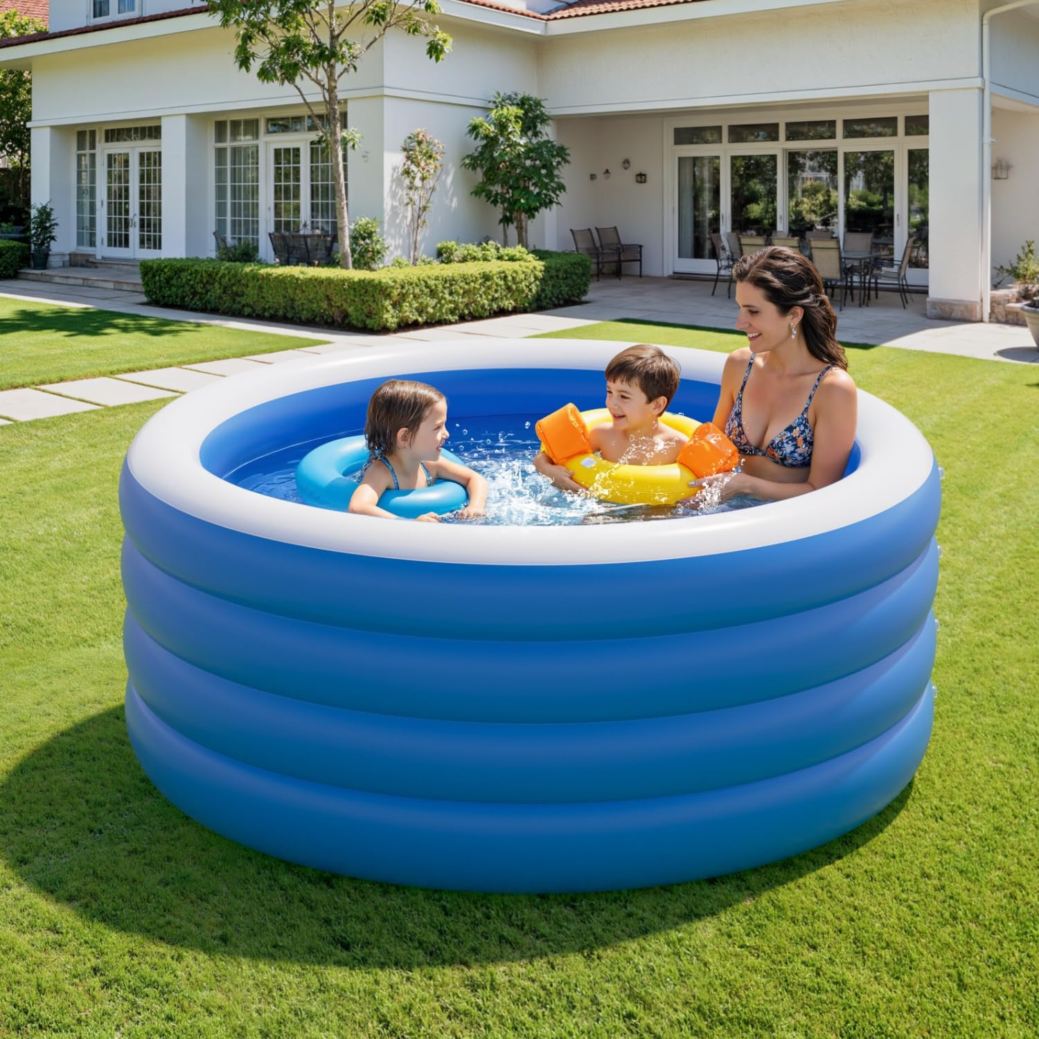 Swimlyra 71" Round Inflatable Family Pool, 30" Deep Adult Swimming Pool