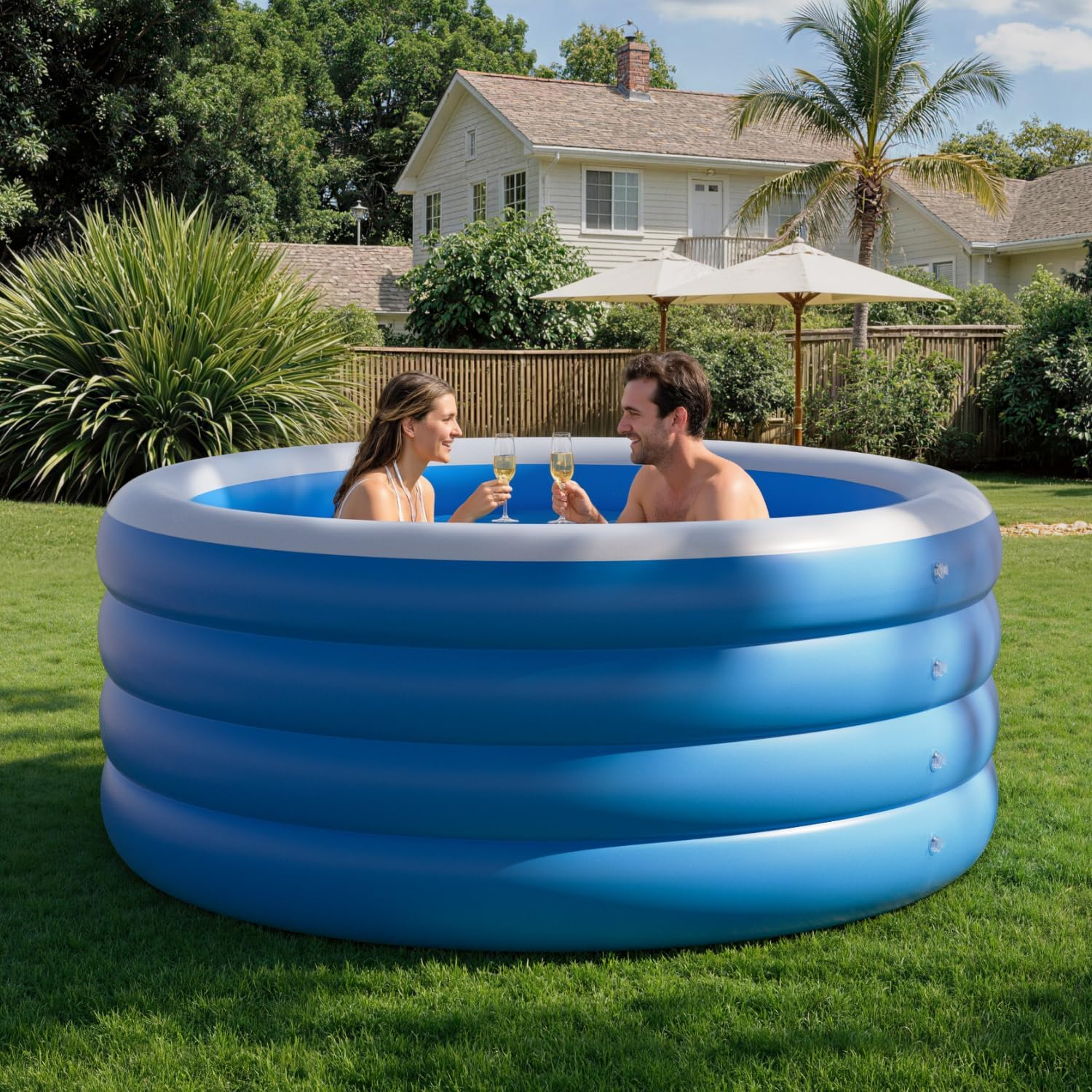 Swimlyra 71" Round Inflatable Family Pool, 30" Deep Adult Swimming Pool